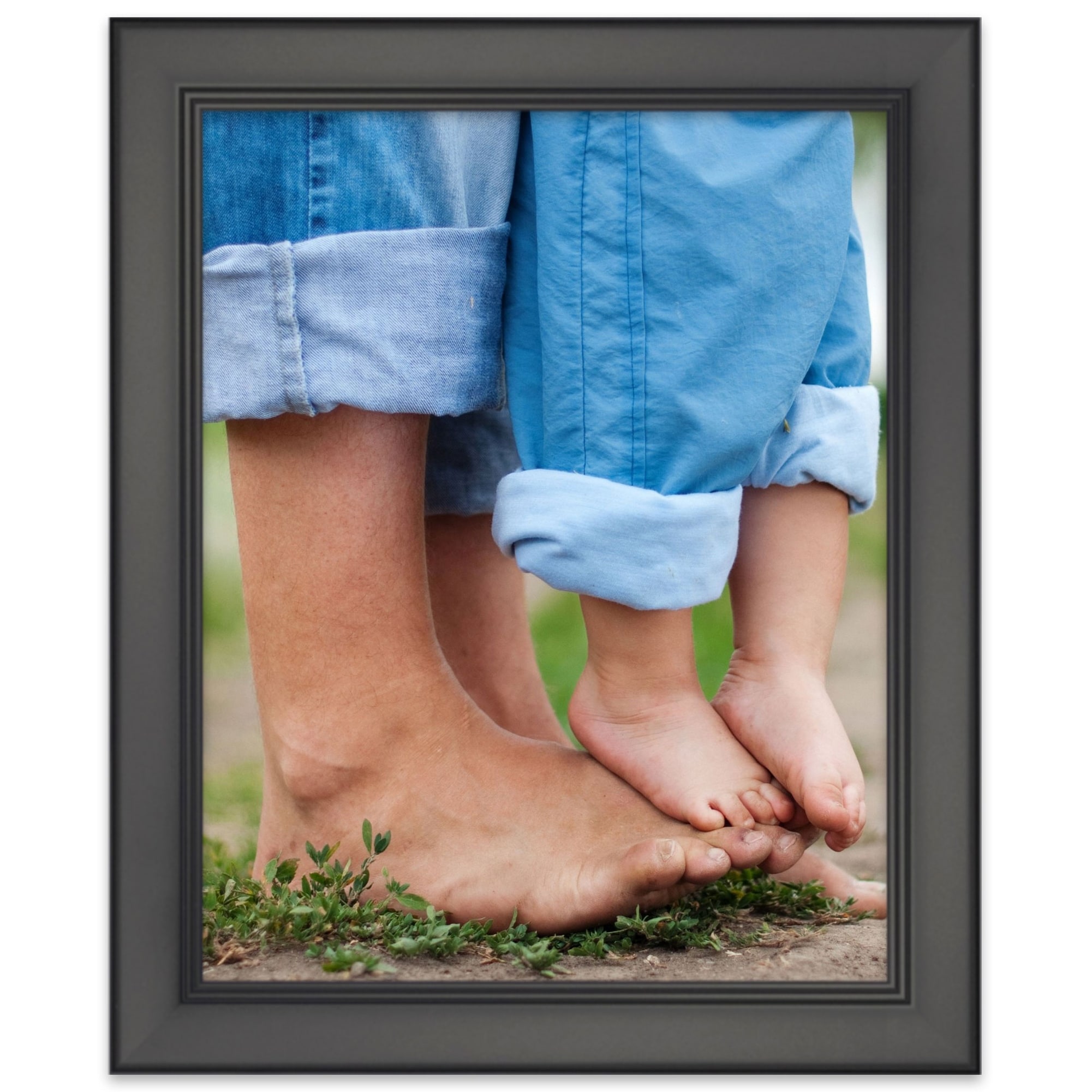 CustomPictureFrames.com 16x20 - 16 x 20 Rounded Black Solid Wood Frame with  UV Framer's Acrylic 