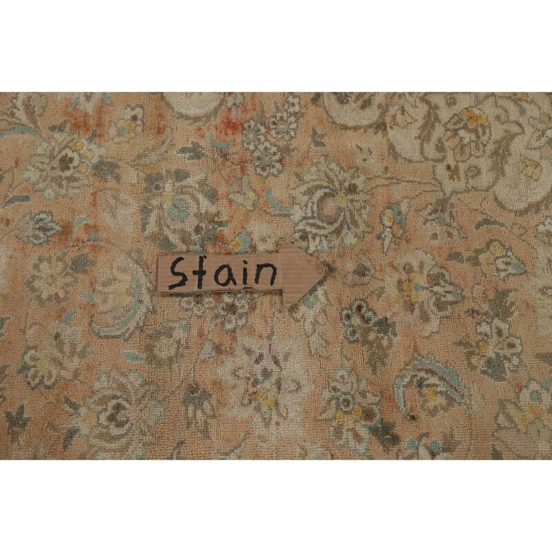 Distressed Kashan Vintage Persian Area Rug Hand-Knotted Wool Carpet - 9'8" x 13'0"