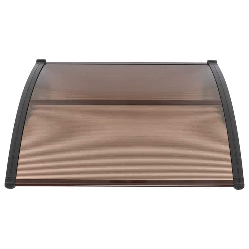 Window Awning Door Canopy, 40" x 35.4" Outdoor Front Door Patio Canopy Brown and Black Bracket
