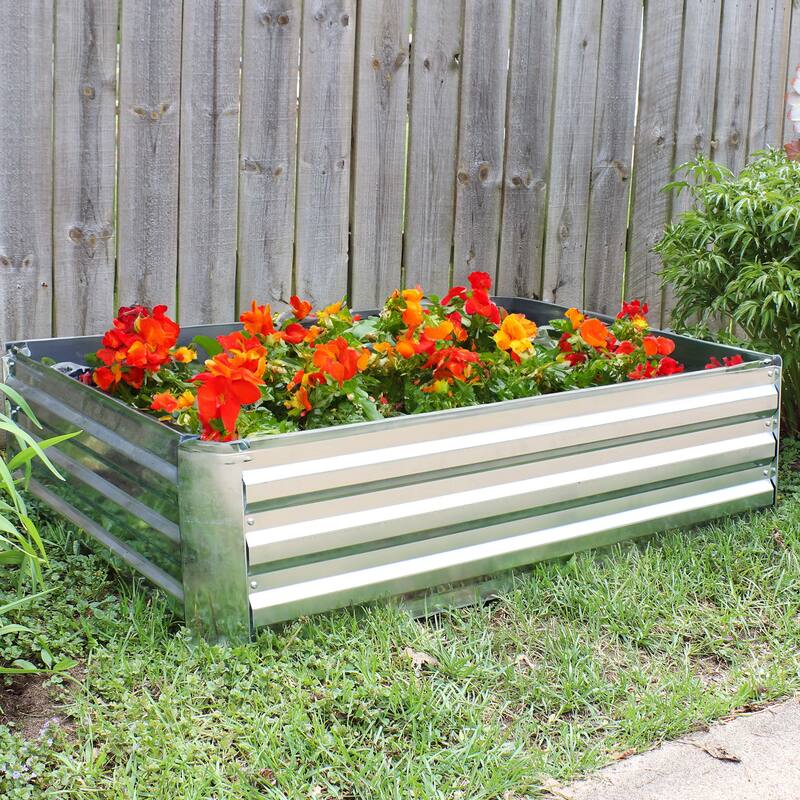 Sunnydaze Galvanized Steel Raised Garden Bed - 4' x 3' - 47.5" x 35.5" x 11.75"