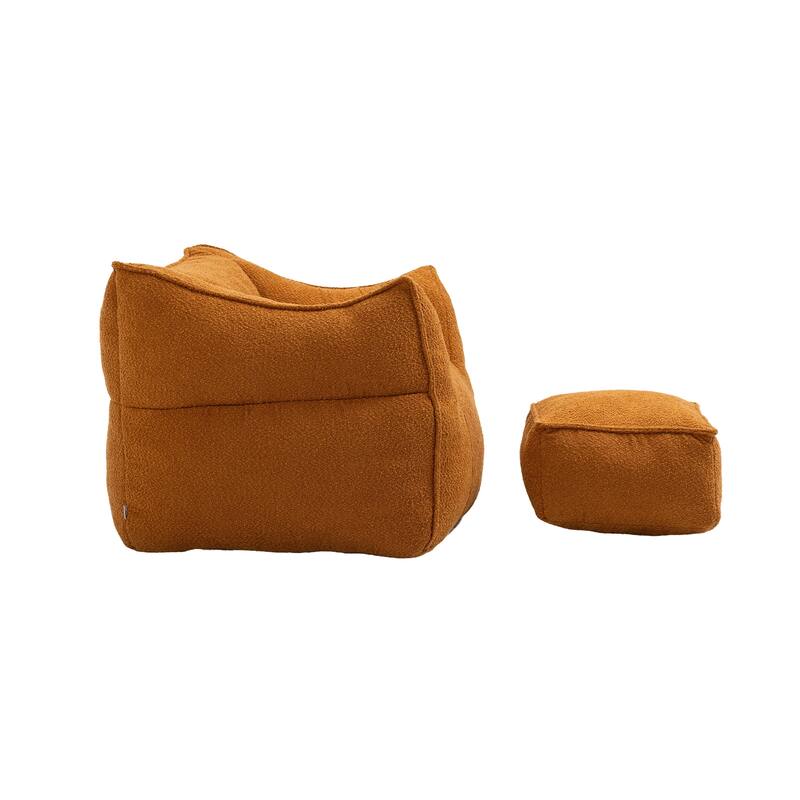 GDFStudio - COOLMORE Boucle Bean Bag Chair with Memory Foam Filling for Ultimate Comfort
