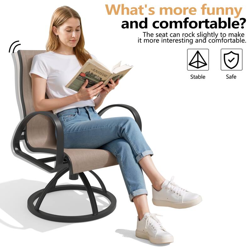 VredHom Outdoor Patio Aluminum Swivel Dining Chairs with Sunbrella Fabric