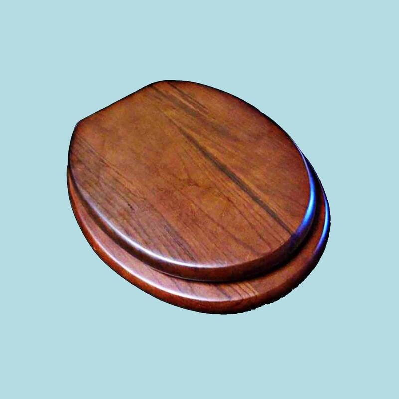 Light Mahogany Wooden Elongated Toilet Seat with Non Slip Bumper Stabilizers Renovators Supply