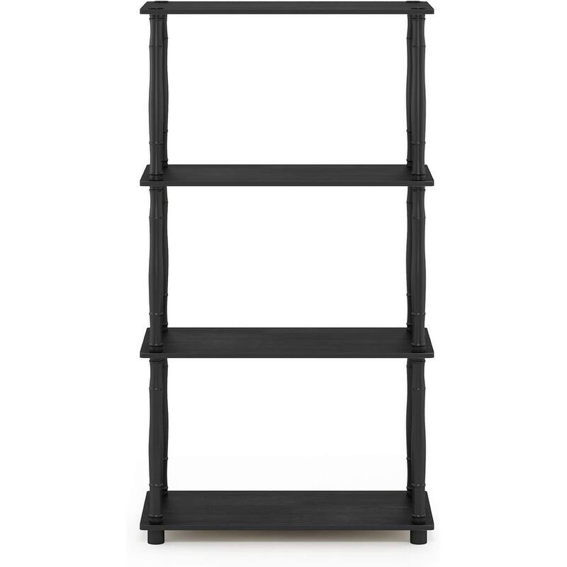 4 Tiers Wood Household Shelving Unit in Americano/Black (23.6 in. W x 43.25 in. H x 11.6 in. D) - 23.6