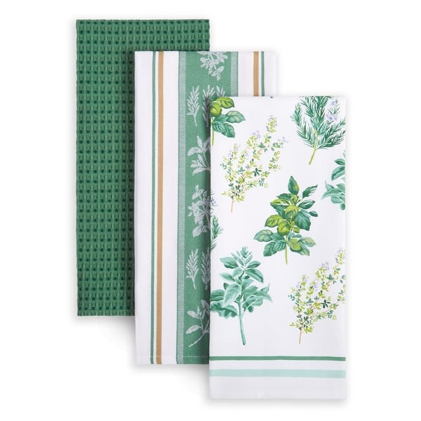 slide 2 of 17, MARTHA STEWART Printed Kitchen Towel 3-Pack Set - 18"x28" Herbs