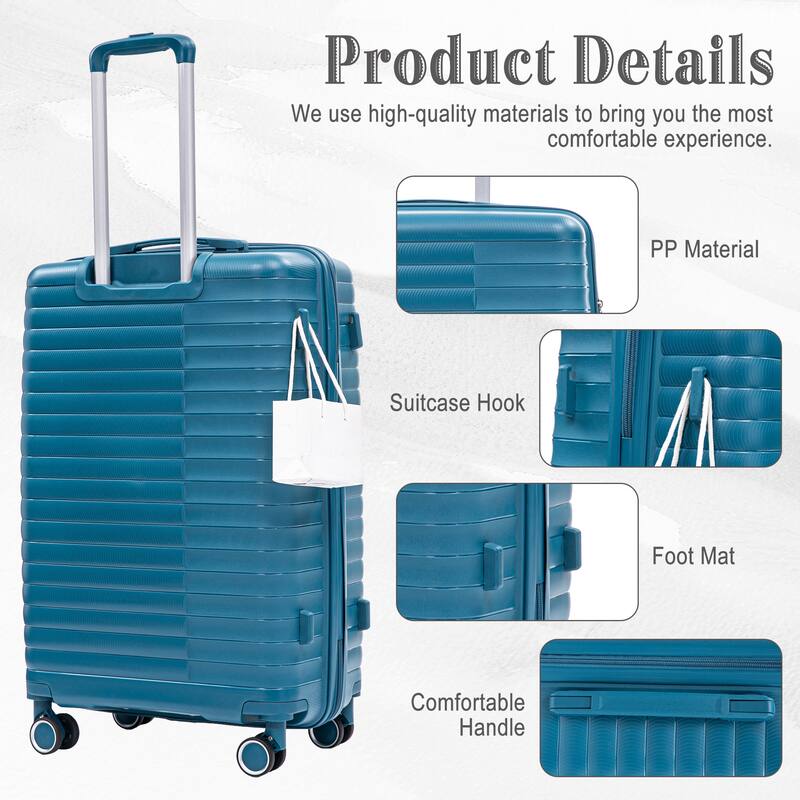 14IN 20IN 24IN 28IN 4 pcs/set in PP Spinner Wheel Luggage, Carry on Suitcase, Iron Pull Rod, Combination Password Lock