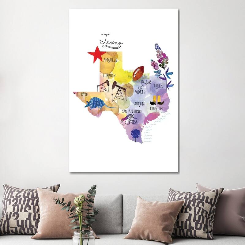 iCanvas "Map Of Texas" by Sara Franklin Canvas Print