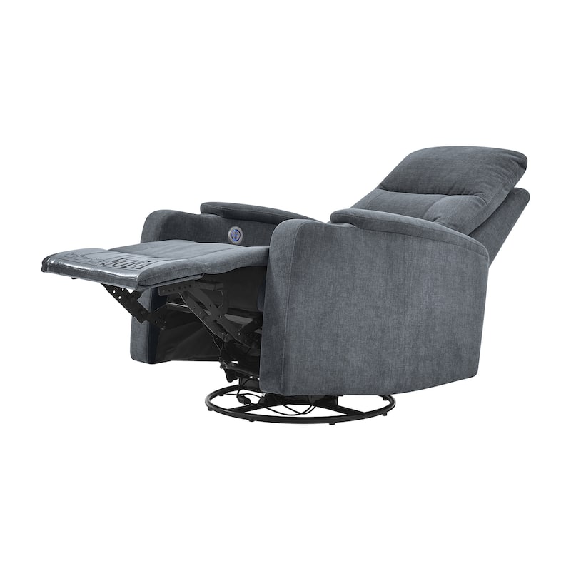 Swivel Rocking Recliner Sofa Chair With USB Charge Port & Cup Holder
