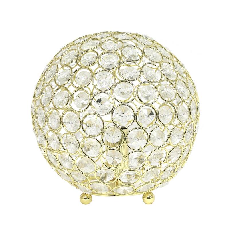 8 in. Gold Finish Table Lamp, Round Lamp for End and Side Table