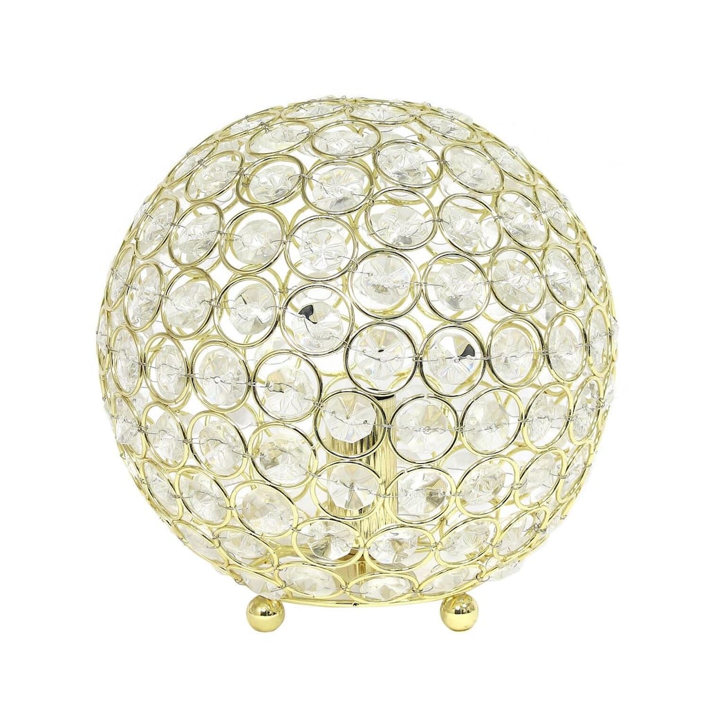 8 in. Gold Finish Table Lamp, Round Lamp for End and Side Table