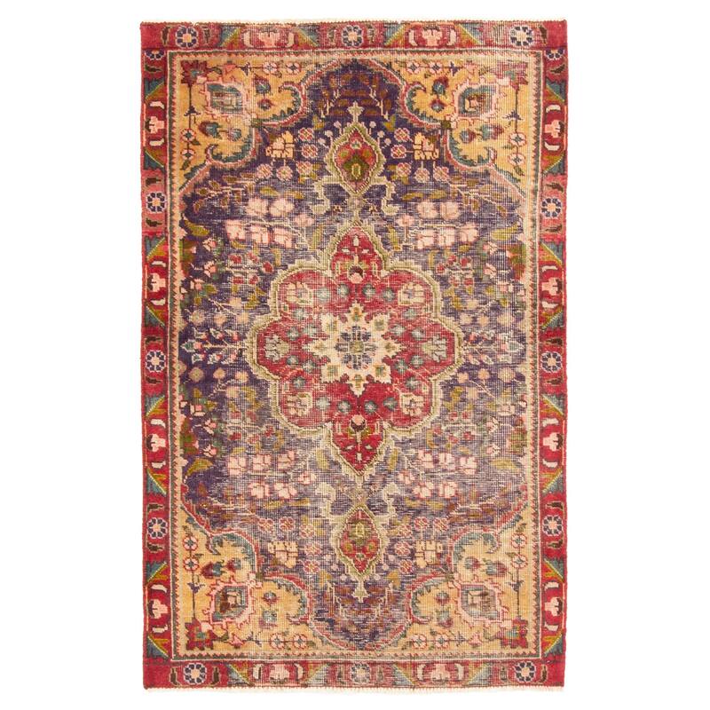 ECARPETGALLERY Hand-knotted Antalya Vintage Indigo Wool Rug - 3'0 x 4'9