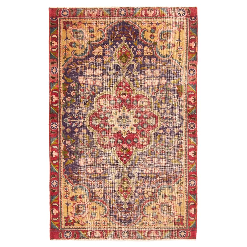 ECARPETGALLERY Hand-knotted Antalya Vintage Indigo Wool Rug - 3'0 x 4'9