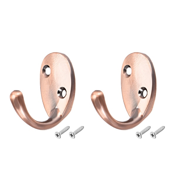2Pcs Wall Mounted Hook Single Coat Hanger Zinc Alloy Copper Tone