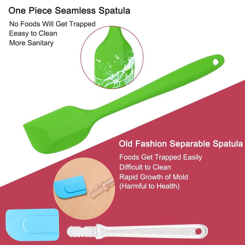 5pcs Silicone Spatula Set Heat Resistant Non Stick Spatulas for Kitchen Green