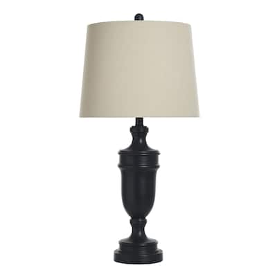 Steel Table Lamp With Urn Base Shape - Dark Bronze Finish - Cream Linen Shade