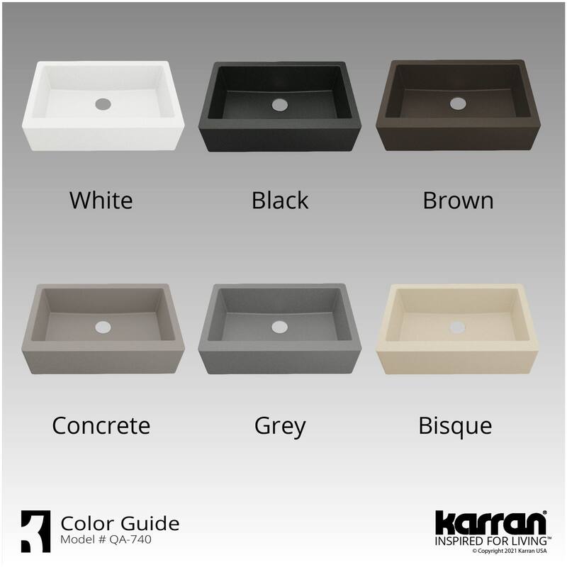 Karran USA QA-740-PK1 Quartz QA 34" Farmhouse Single Basin Quartz
