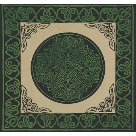 Handmade Cotton Celtic Wheel of Life Cushion Cover Shell Pillow Sham 17x17 Green Tan Blue