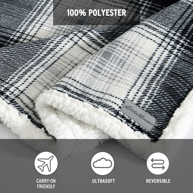 Eddie Bauer Printed Ultra Soft Plush/Sherpa Reversible Blanket