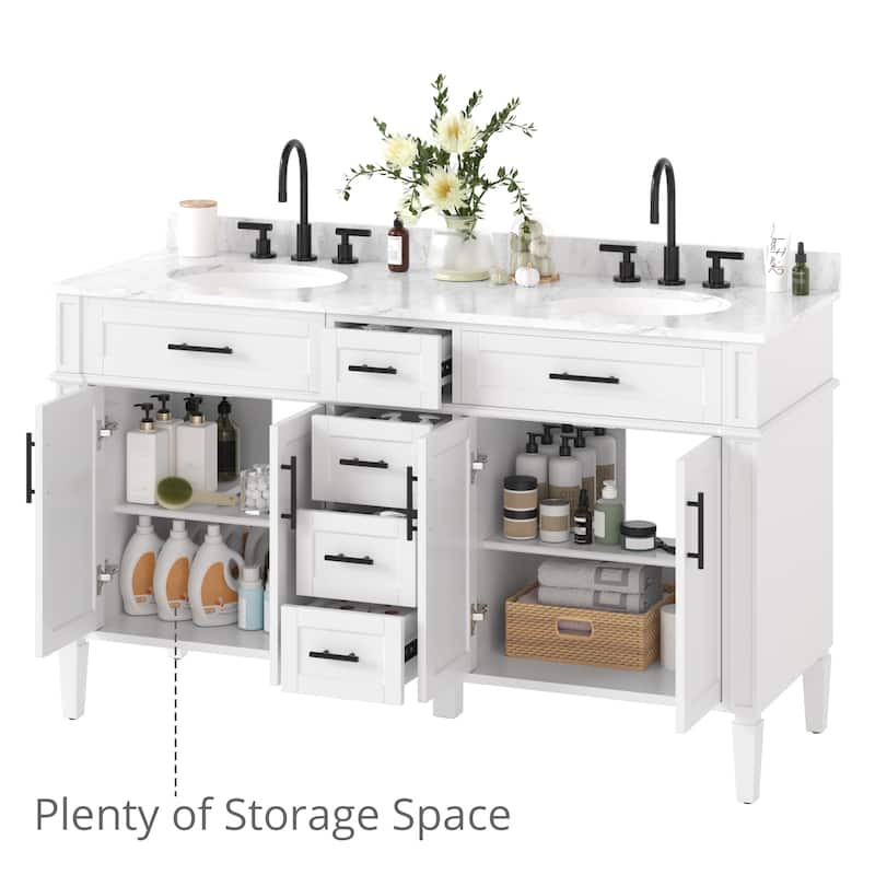 36/48/60 in. Bathroom Vanity with Ceramic Undermount Sink, Wood Cabinet, and storage drawers