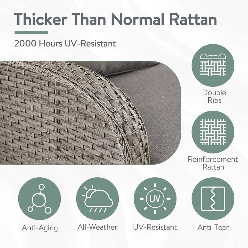 6 Pieces Patio Sofa Chairs Ottoman Grey-Grey - Grey