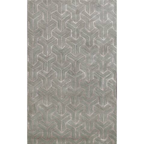 Wool/ Silk Modern Trellis Geometric Oriental Hand-Tufted Area Rug - 4'0" x 6'0"