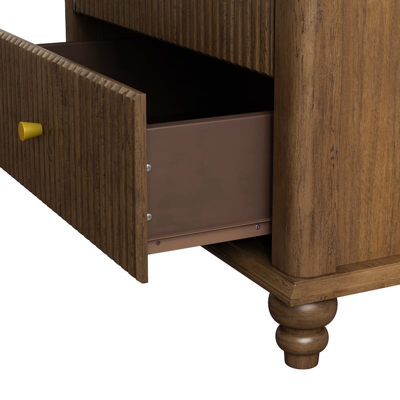 Fluted 5 Drawer Dresser, 45 Inch Tall Modern Chest of Drawers, Bedroom Dresser with Metal Handle, Wooden Drawer Organizer