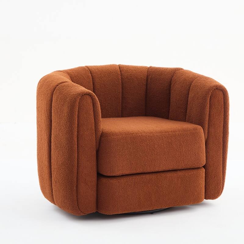 Swivel Teddy Accent Barrel Chair with Upholstered