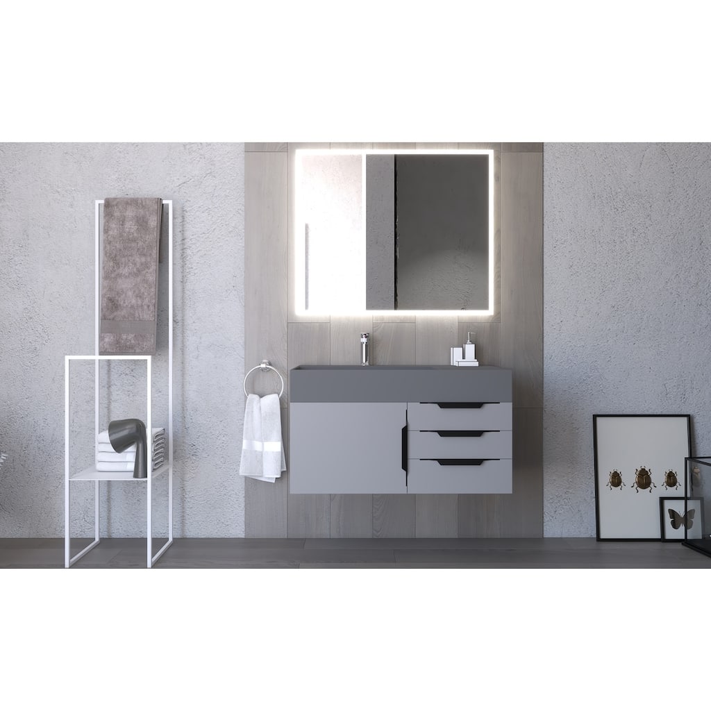 Amazon 36" Wall Mounted Bathroom Vanity Set with Gray Top