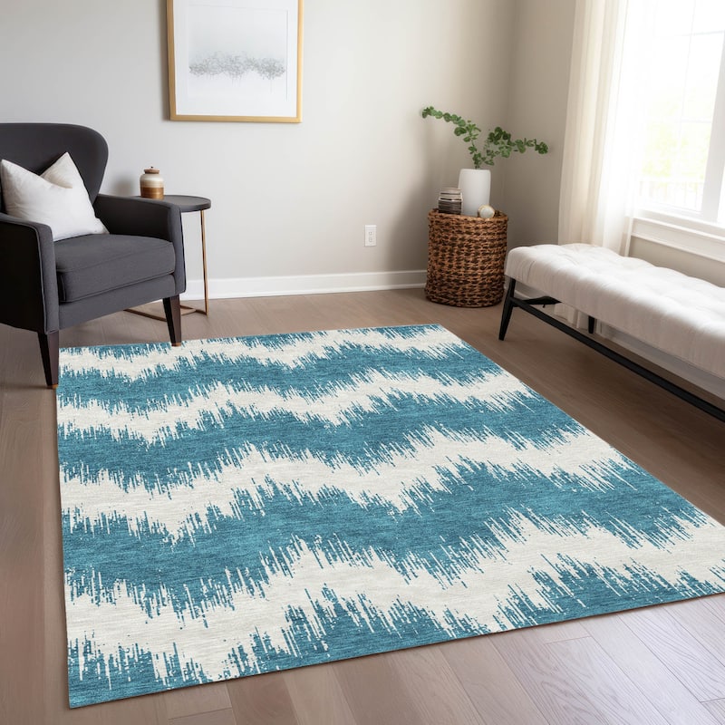 Machine Washable Indoor/ Outdoor Chantille Chevron Modern Rug
