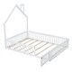 preview thumbnail 15 of 16, Full Size House Shaped Kids Platform Bed Frame with Guardrai, Natural