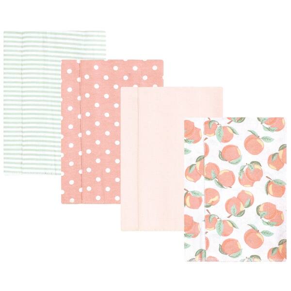 slide 1 of 1, Hudson Baby Infant Girl Cotton Flannel Burp Cloths, Sweet Peach, One Size - Sweet Peach 4 Pack - One Size One Size - Sweet Peach 4 Pack