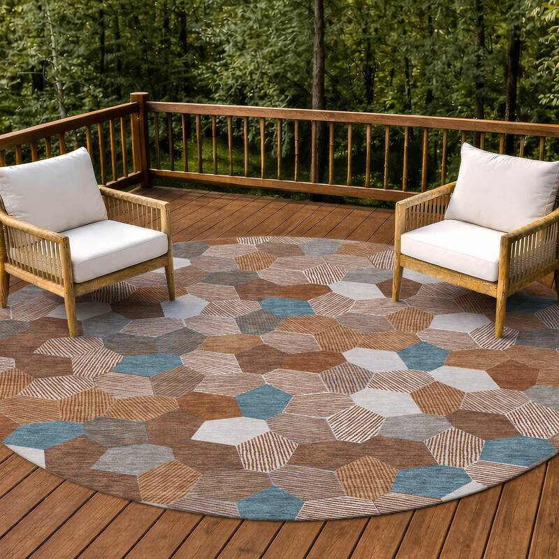Machine Washable Indoor/ Outdoor Modern Loyd Chantille Rug - Paprika - 8' x 8'