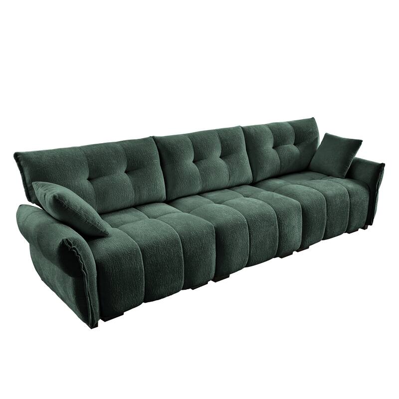 110.2" Chenille 4-Seat Sofa with Tufted Design & Sponge Cushions