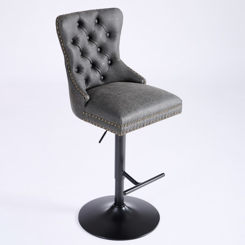 Swivel Barstools Adjusatble Seat Height from 25-33 Inch, with Backs Comfortable Tufted for Homeand Kitchen Island (Set of 2)