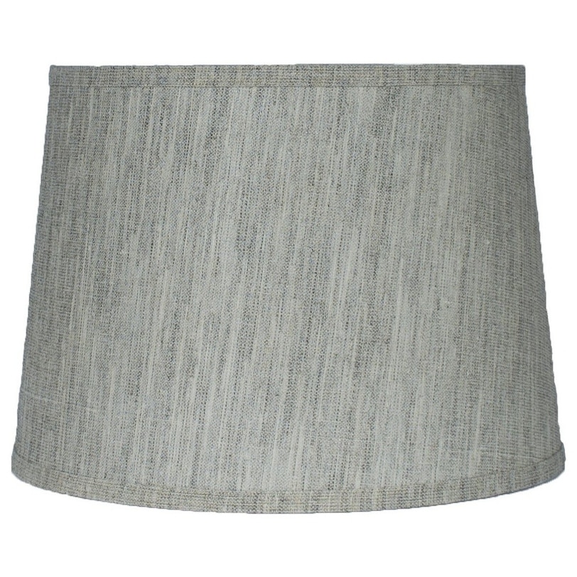 French Drum Lamp Shade, Textured Flax Linen, 12" Top, 14" Bottom, 10" Slant