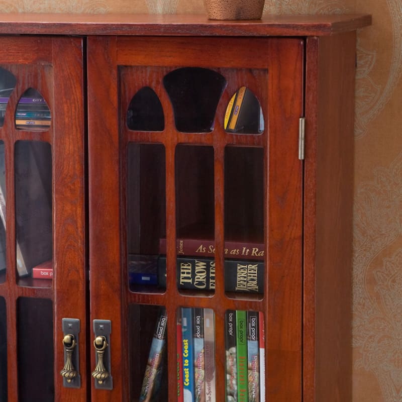SEI Furniture Cherry Window Pane Media Cabinet