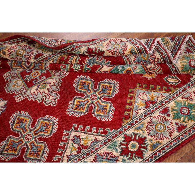 Red Kazak Area Rug Handmade Oriental Wool Carpet - 4'10" x 6'11"