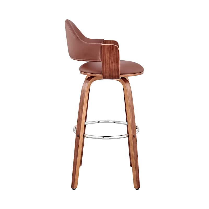 Daxton Mid-Century Swivel Bar Stool, Upholstered Counter Chair with Bentwood Legs