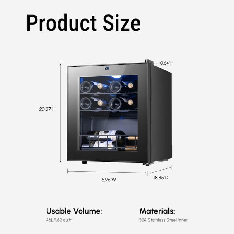 Yeego 12 Bottle Wine/Beverage Refrigerator, Freestanding, Compact