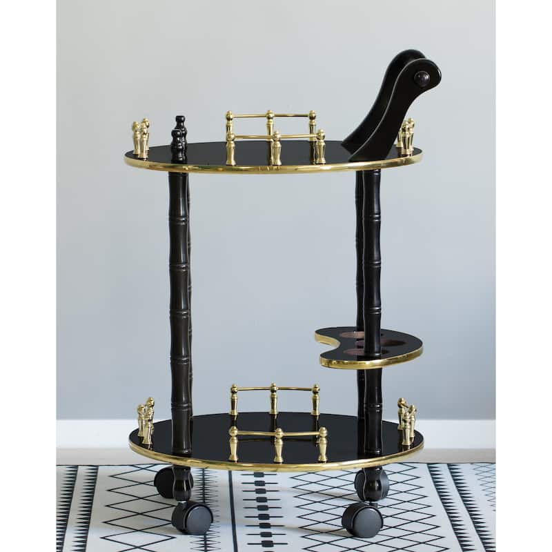 Round 2-tier Serving Bar Cart with Wheels