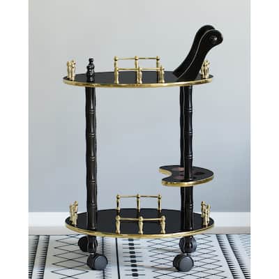 Round 2-tier Serving Bar Cart with Wheels