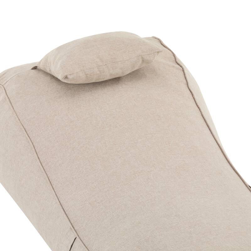 Roomfitters Lemoore Outdoor Bean Bag Lounge Chair with Headrest, Water Resistant, Dark Beige