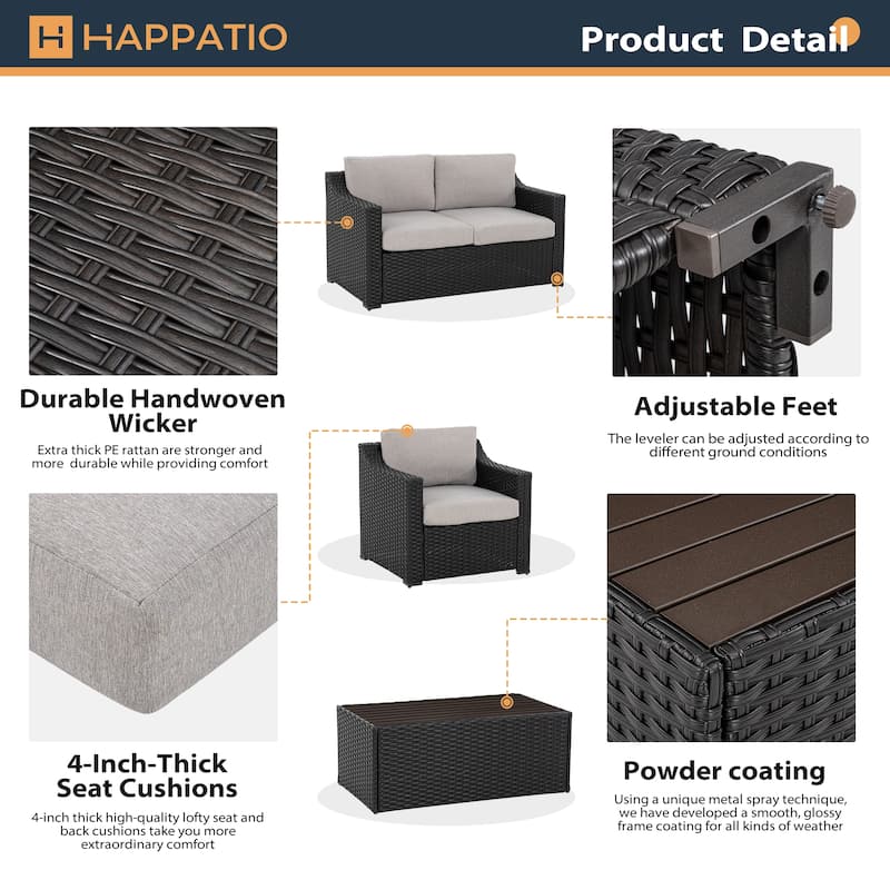 4 Piece Patio Sectional Conversation Set