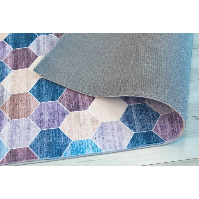 Distressed Geometric Modern Stain Resistant Woven Area Rug