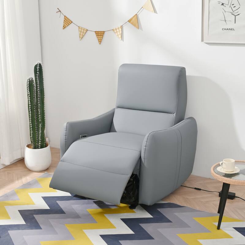 Wall Hugger Power Recliner Chair with USB Port, Electric Reclining Armchair for Small Spaces, PU Leather Sofa for Living Room