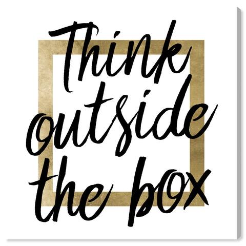 Think Outside The Box Gold, Creative Inspiration Box Modern Black Canvas Wall Art Print for Office