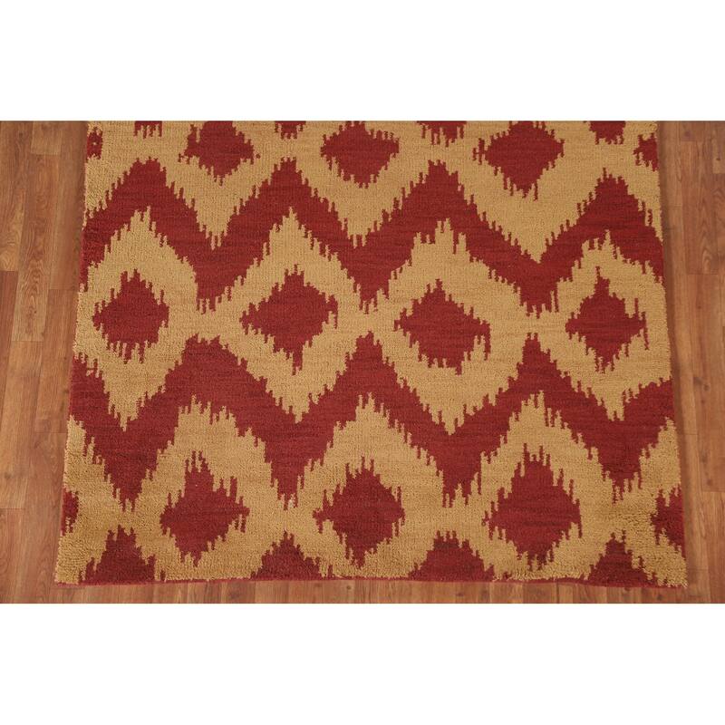 Hand Knotted Oriental 100% Wool Carpet Modern All-Over Yellow & Gold Gabbeh Area Rug - 8' 0'' X 5' 2''