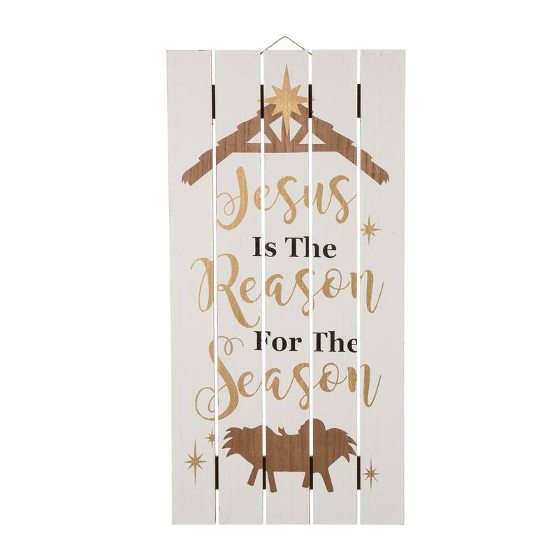 Glitzhome Wooden Christmas Nativity Wall Sign Table Tree Decor