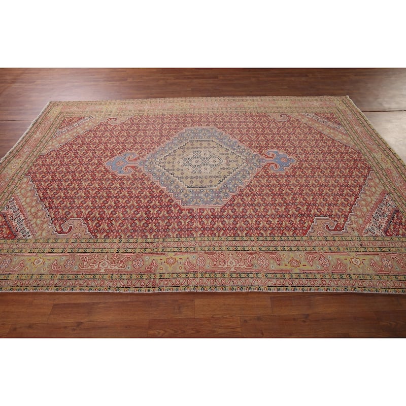 Geometric Tabriz Vintage Persian Area Rug Handmade Wool Carpet - 6'4" x 9'6"