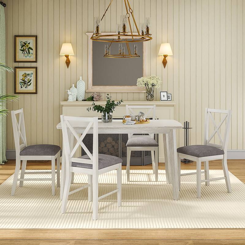 Javlergo Kitchen Table and Chairs for 4/6 Dining Room Table Set,Wood Elegant Kitchen Sets